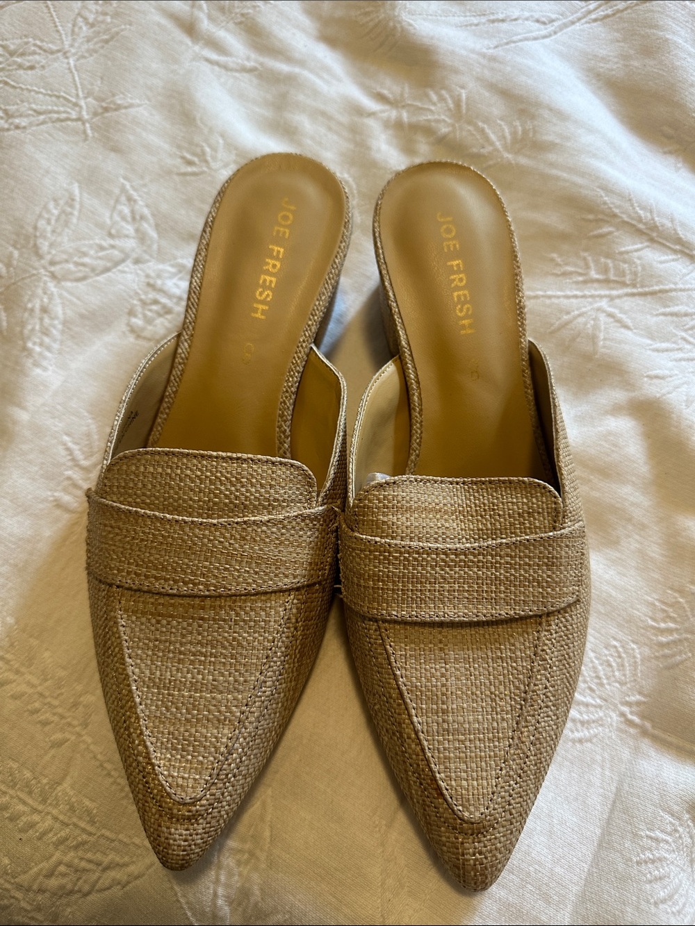 Joe Fresh Beige/Tan Pointed-Toe Woven Mule